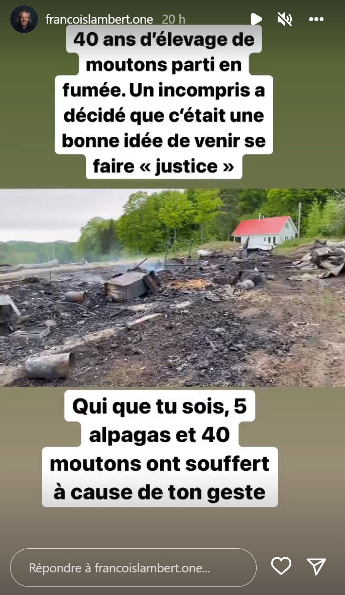 La bergerie de François Lambert détruite par un incendie