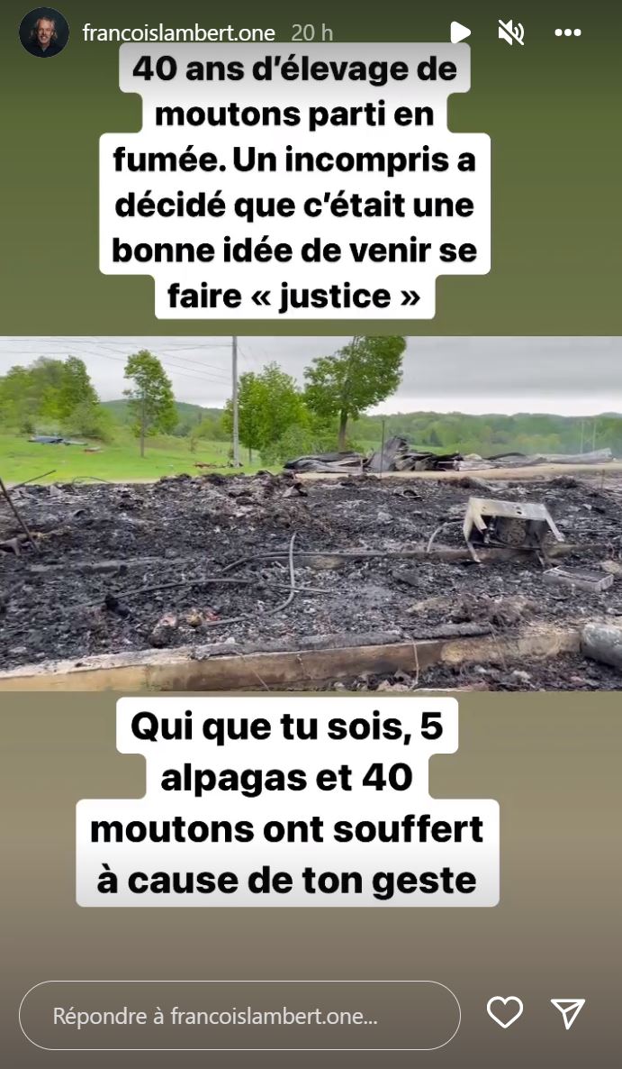 La bergerie de François Lambert détruite par un incendie