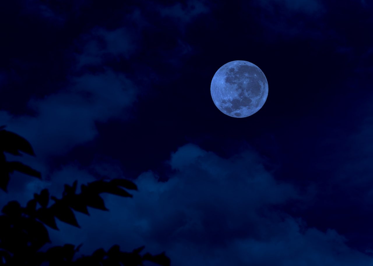 Full moon on sky in the night.