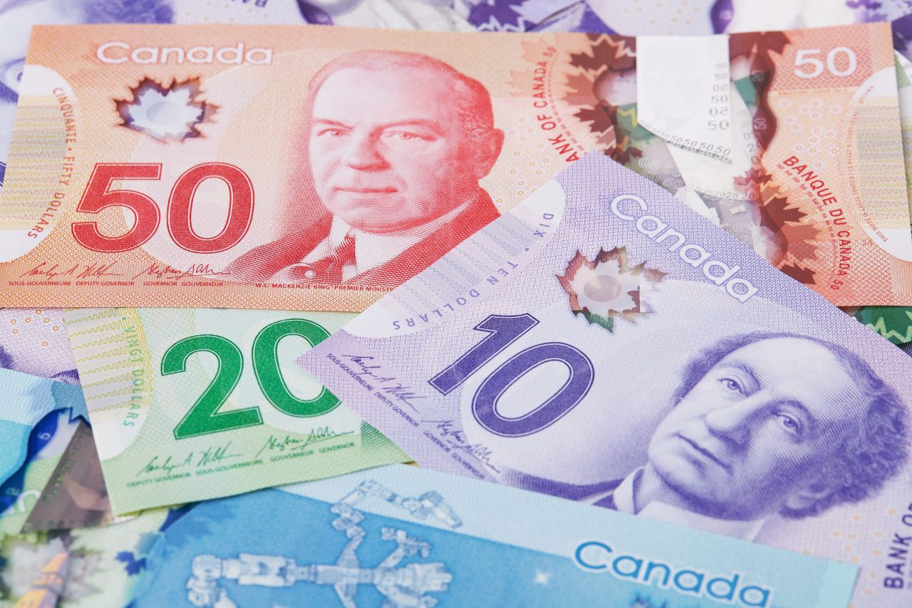 Canadian dollars as a background