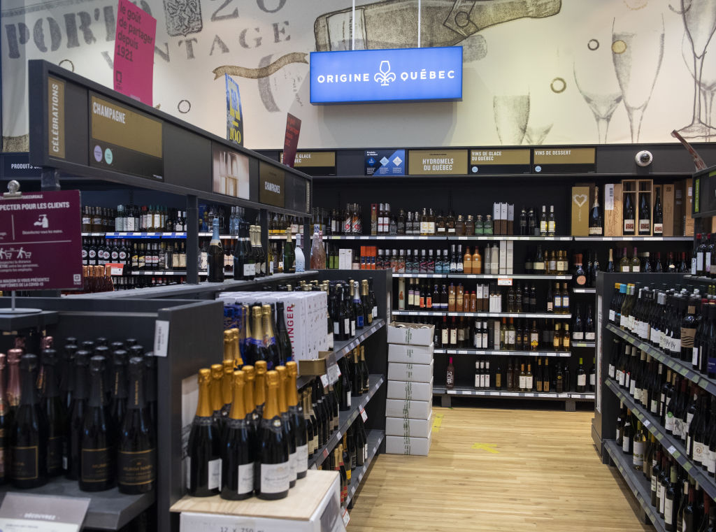 A Societe Des Alcools Du Quebec (SAQ) liquor store in Montreal, Quebec, Canada, on Monday, Nov. 8, 2021. The SAQ is raising prices as many suppliers face labor shortages and rising prices for materials related to bottling and transportation, CTV News reports. Photographer: Graham Hughes/Bloomberg via Getty Images