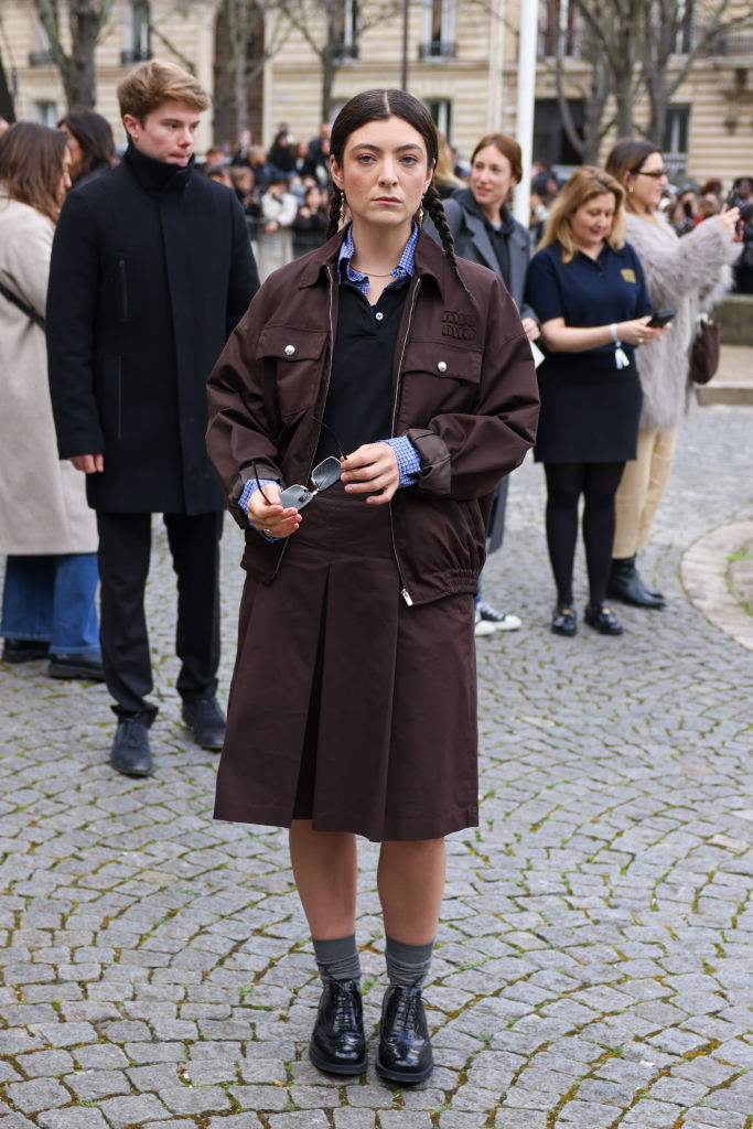 PARIS, FRANCE - MARCH 05: Lorde attends the Miu Miu Womenswear Fall/Winter 2024-2025 show as part of Paris Fashion Week on March 05, 2024 in Paris, France. (Photo by Pierre Suu/Getty Images)