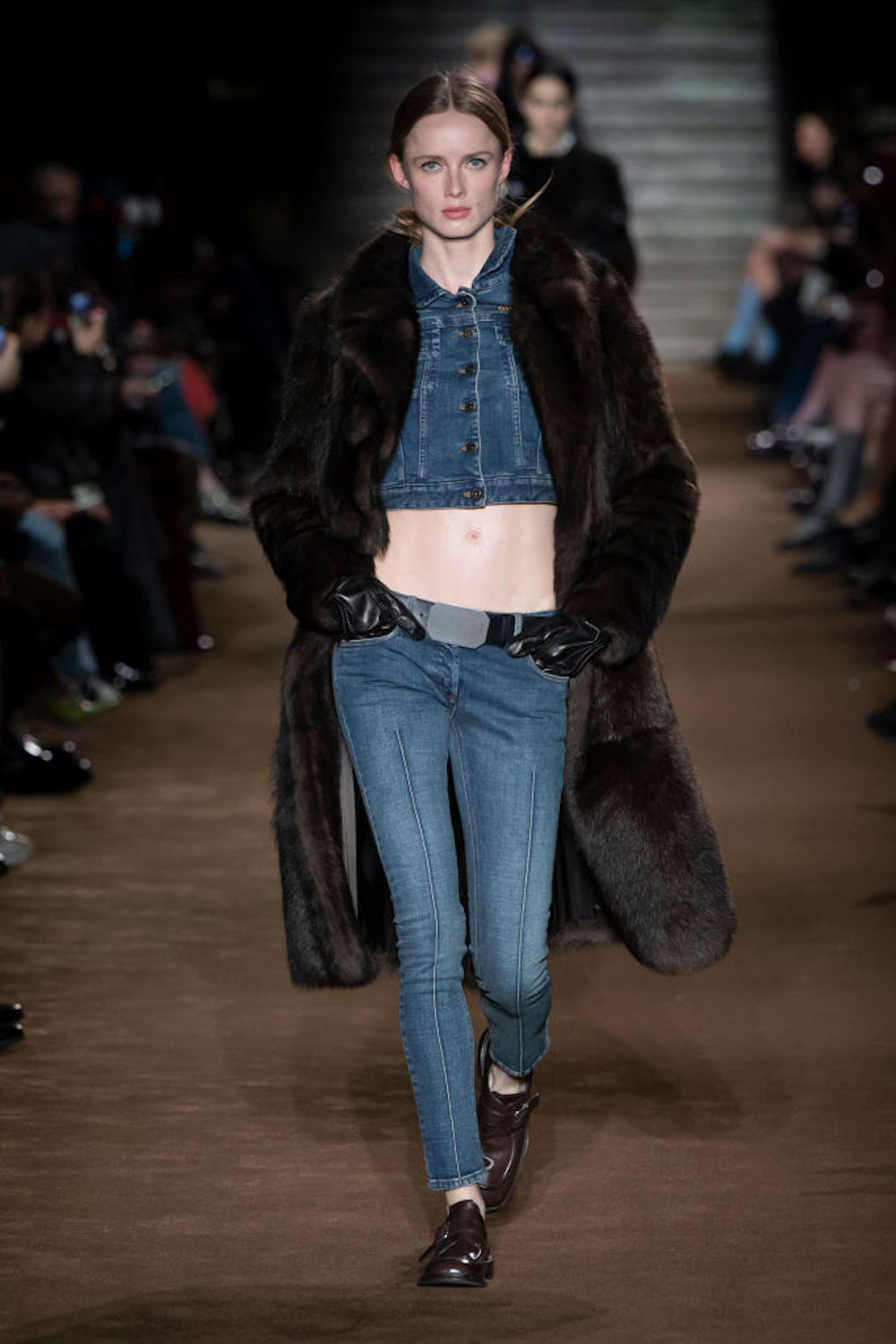 PARIS, FRANCE - MARCH 05: Rianne Van Rompaey walks the runway during the Miu Miu Ready to Wear Fall/Winter 2024-2025 fashion show as part of the Paris Fashion Week on March 5, 2024 in Paris, France. (Photo by Victor VIRGILE/Gamma-Rapho via Getty Images)